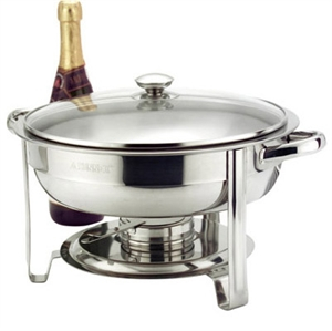Round Chafing Dish St/St with Glass Lid 30cm 12Inch 4.5ltr Round Chafing Dish St/St with Glass Lid 30cm 12Inch 4.5ltr