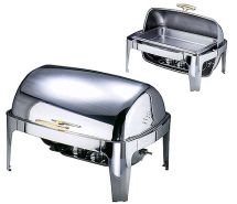 Roll Top Chafing Dish Polished Stainless Steel, Gold Handle Roll Top Chafing Dish Polished Stainless Steel, Gold Handle