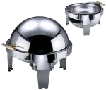 Roll Top Chafing Dish Round Polished Stainless Steel Roll Top Chafing Dish Round Polished Stainless Steel