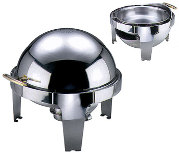 Roll Top Chafing Dish Round Polished Stainless Steel Roll Top Chafing Dish Round Polished Stainless Steel