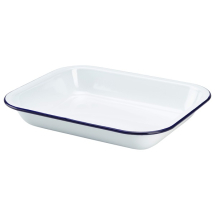 White/Blue Enamelware Baking Tray 28x23x4.5cm White/Blue Enamelware Baking Tray 28x23x4.5cm