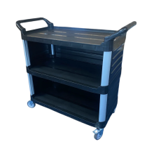 Service Trolley  Black  3 Tier,  3 Panelled Sides 1020x500x970mmH Service Trolley  Black  3 Tier,  3 Panelled Sides 1020x500x970mmH